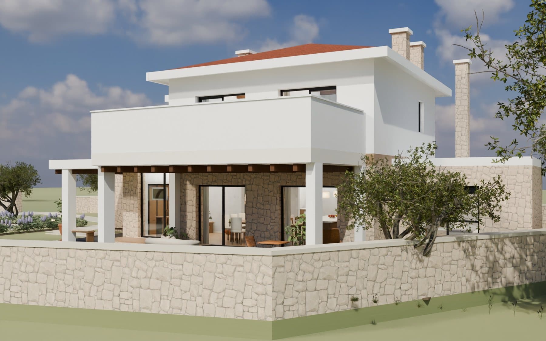 Render — house, porch and pool