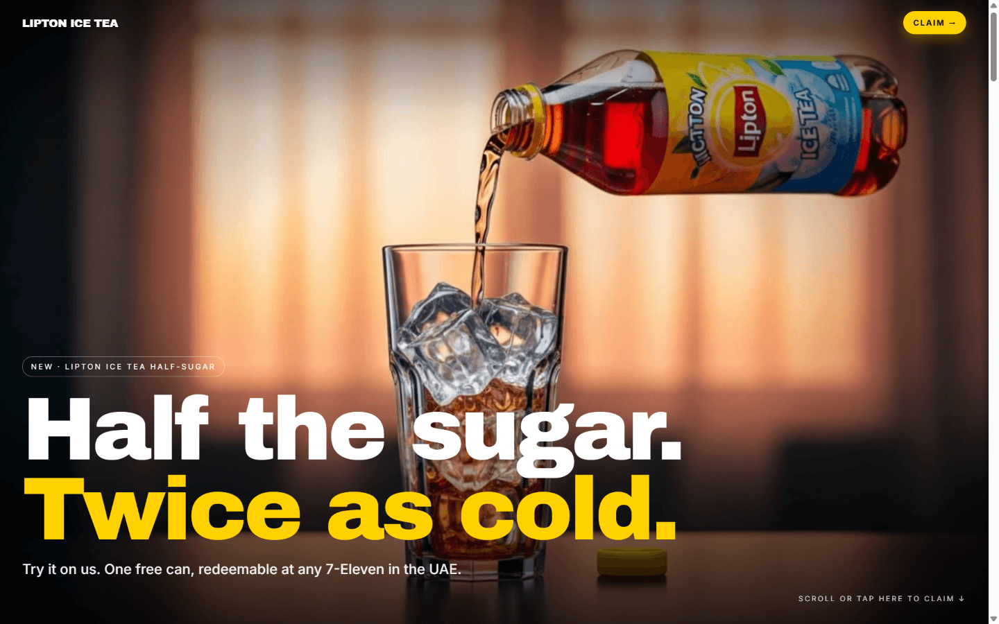 Lipton consumer promo landing — free can at 7-Eleven UAE