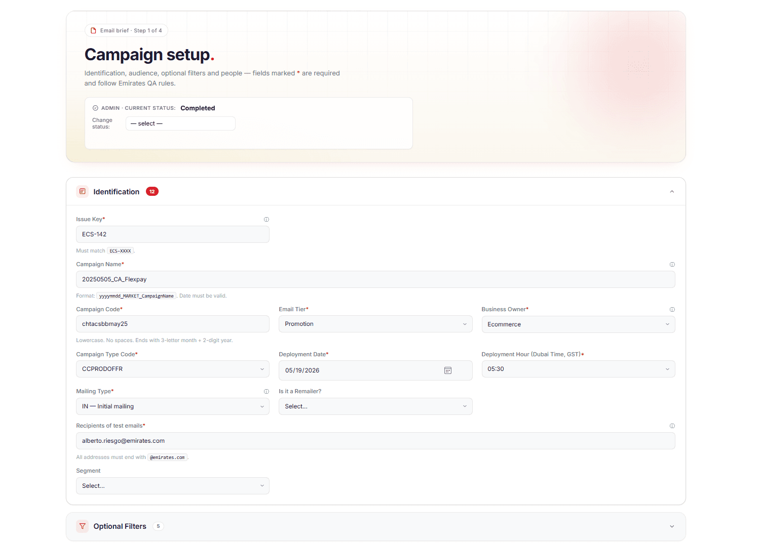 Campaign set-up flow