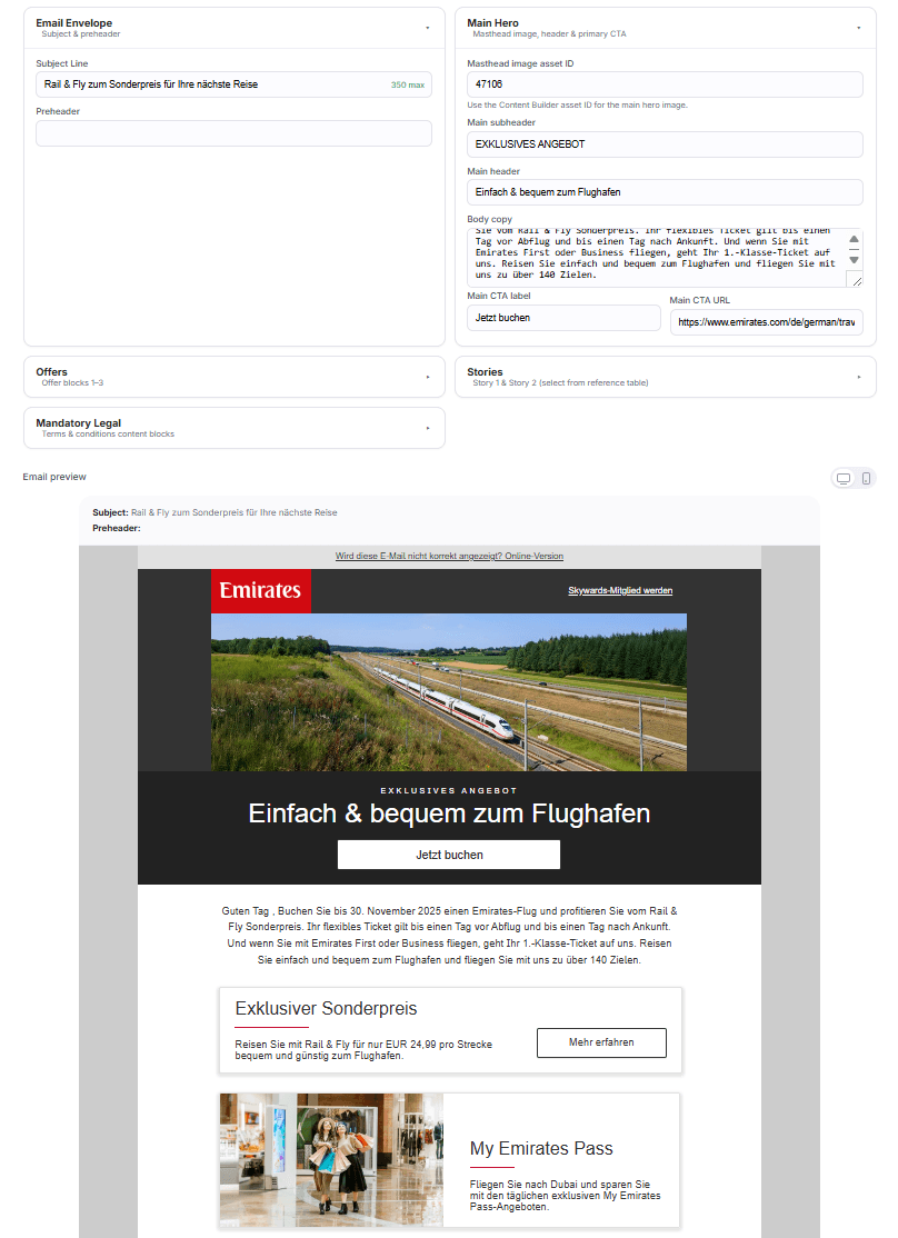 Content editor with live preview