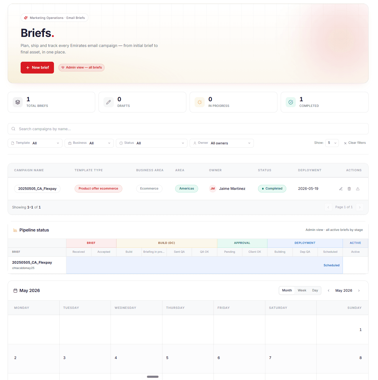 EDBS home dashboard