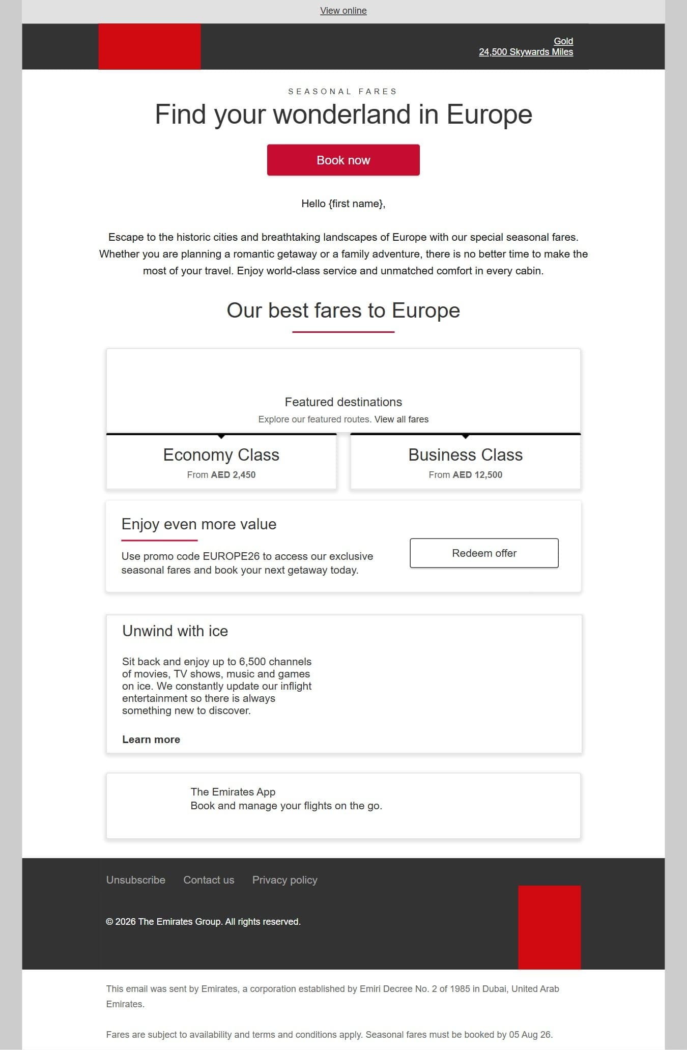 Generated tactical fare email