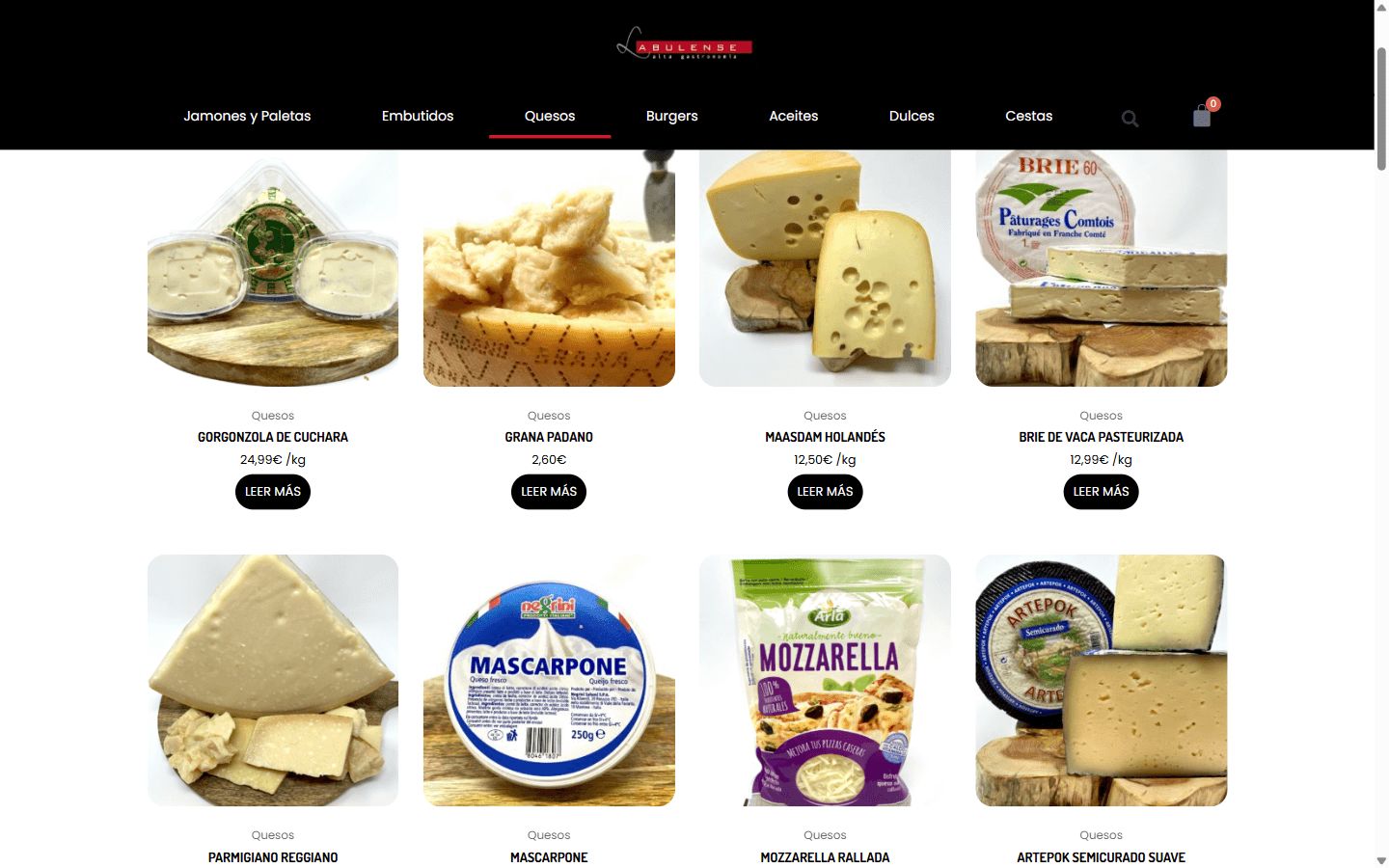 Product catalogue with pricing